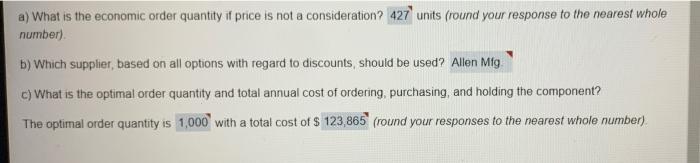 a) What is the economic order quantity if price