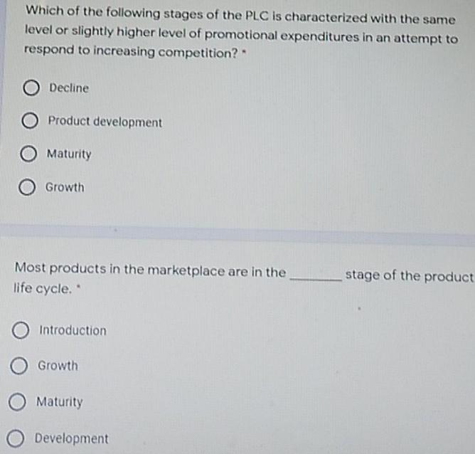 Which of the following stages of the PLC is