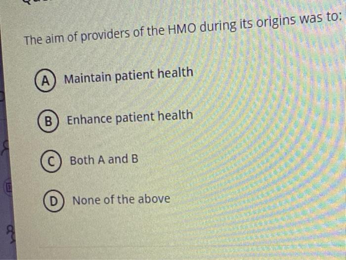 The aim of providers of the HMO during its