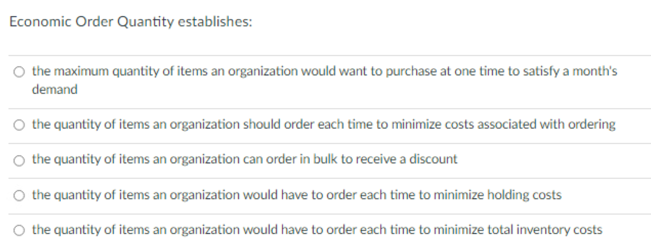Economic Order Quantity establishes: O the