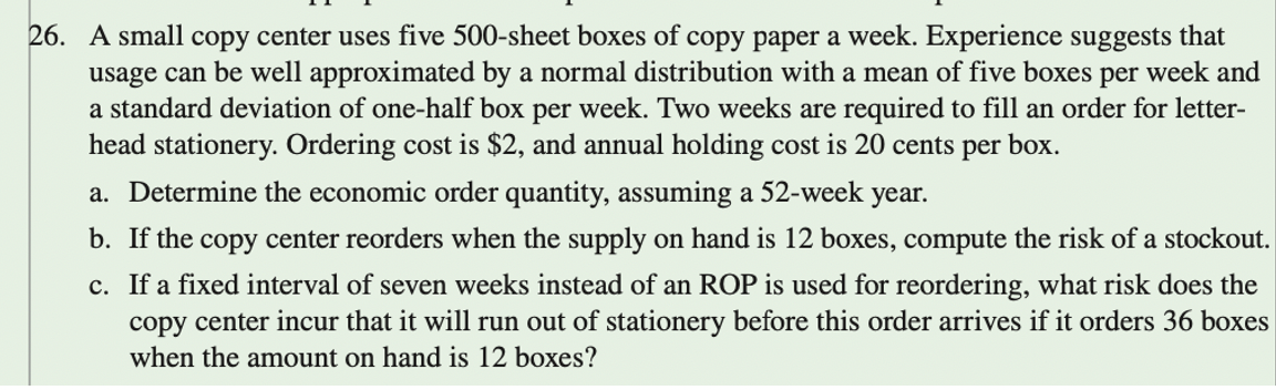 Chapter 12: Question #26 (Please answer using