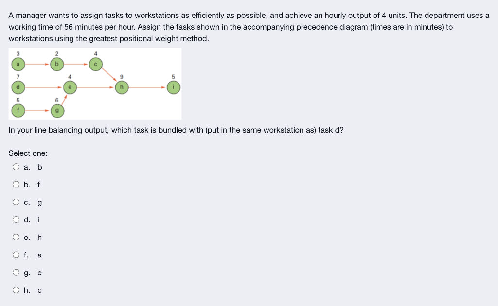 A manager wants to assign tasks to workstations