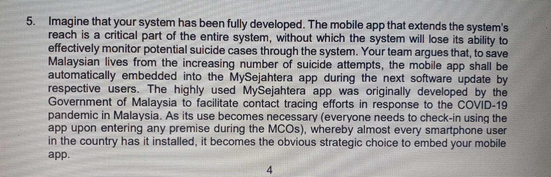 5. Imagine that your system has been fully