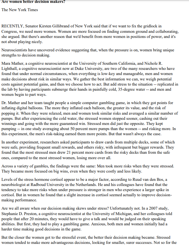 Studies by neuroscientists suggest that women