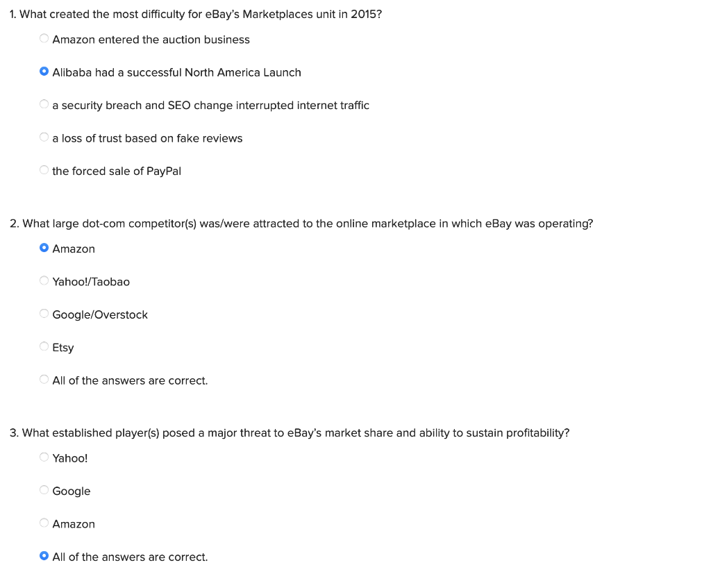 1. What created the most difficulty for eBay's