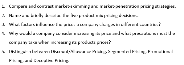 1. Compare and contrast market-skimming and