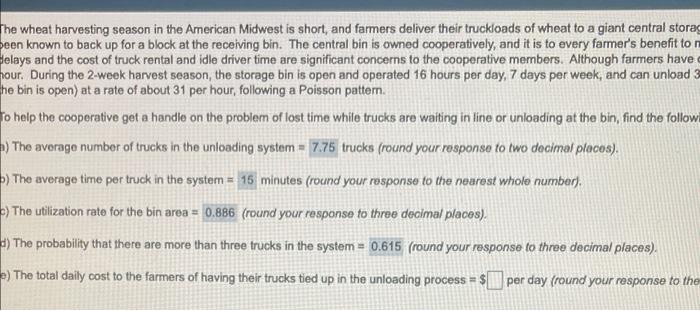 what is e? The wheat harvesting season in the