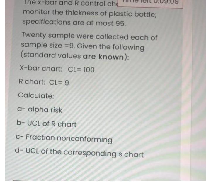 The x-bar and R control che monitor the thickness