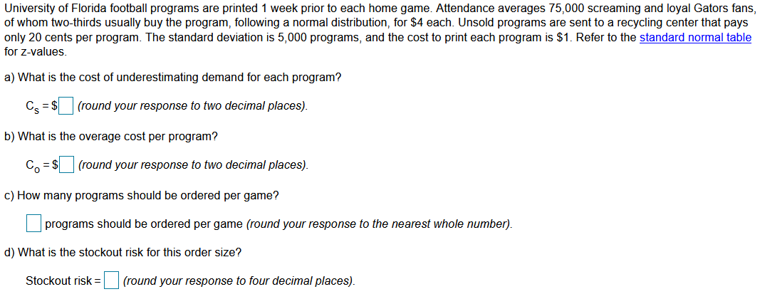 Standard normal table: University of Florida