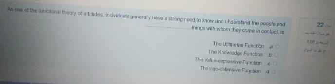 As one of the functional theory of attitudes,