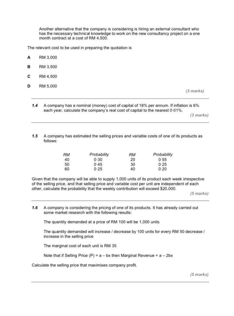 SECTION A-45 MARKS Question One 1.1 The following