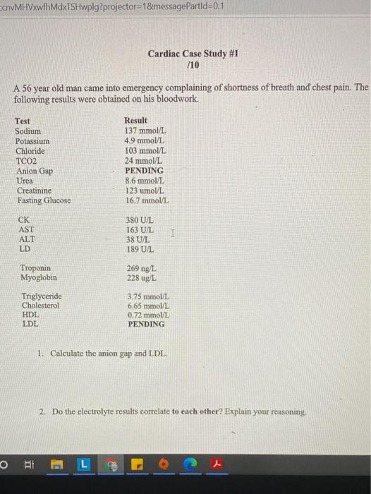 Clinicla chemistry case study EcnVMHVxwth