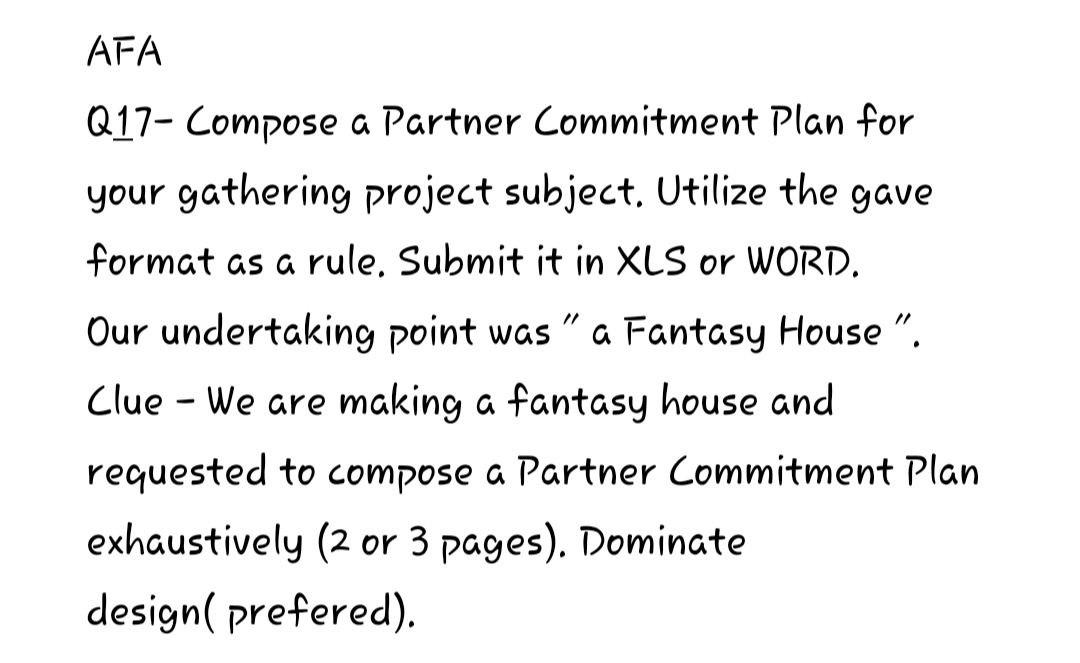 AFA Q17- Compose a Partner Commitment Plan for