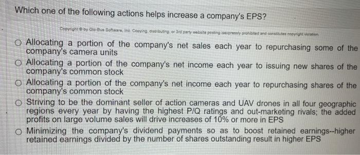 Which one of the following actions helps increase