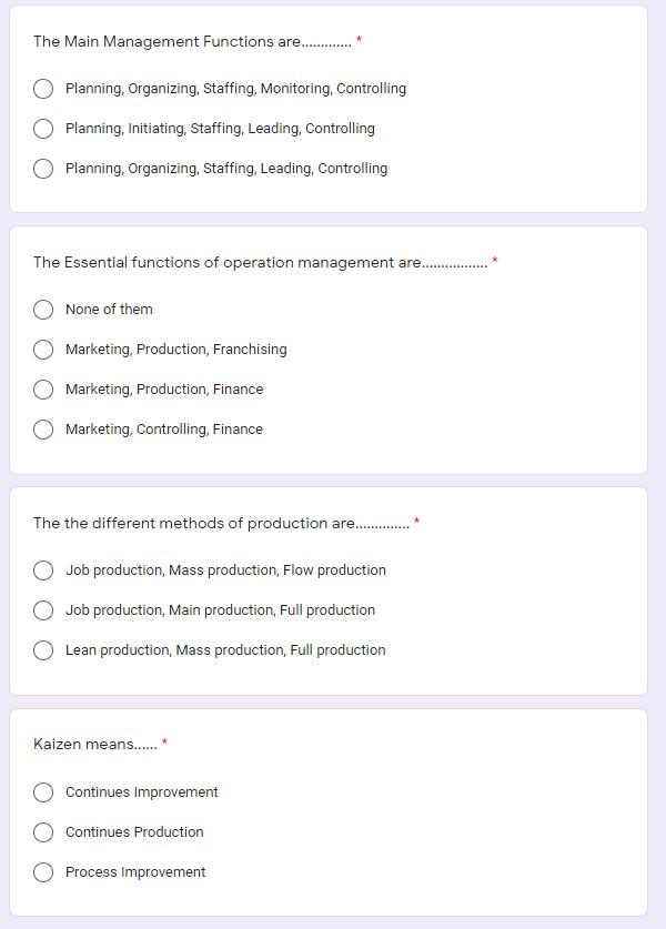 The Main Management Functions are.........