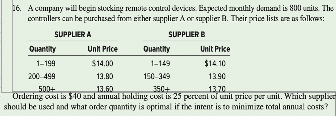 Chapter 12: Question #16 (Please answer using