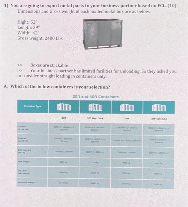 1) You are going to export metal parts to your