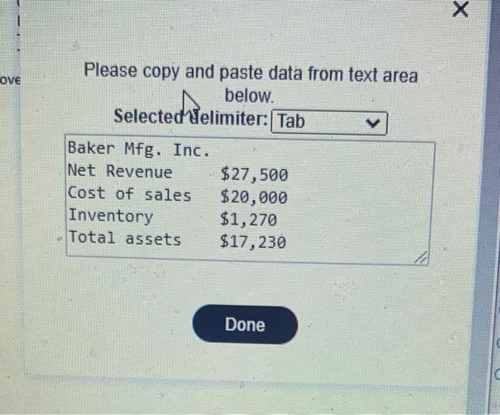 Baker Mfg Inc. wishes to compare its inventory