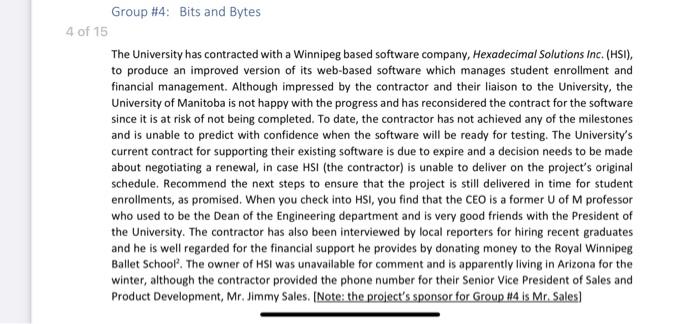 Group #4: Bits and Bytes 4 of 15 The University