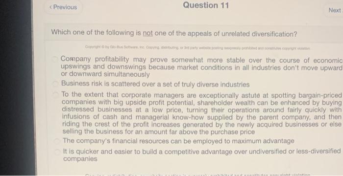 < Previous Question 11 Next Which one of the