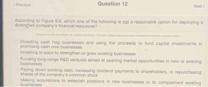 < Previous Question 11 Next Which one of the