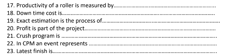 17. Productivity of a roller is measured