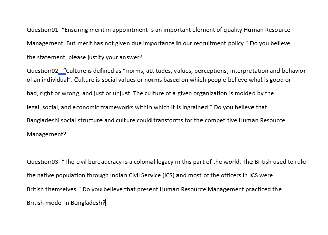 Question01- "Ensuring merit in appointment is an