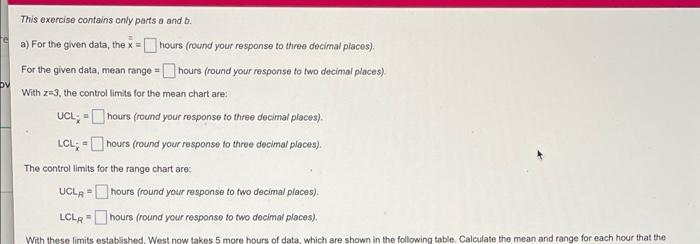 x X R Refer to Table 56.1 - Factors for Computing