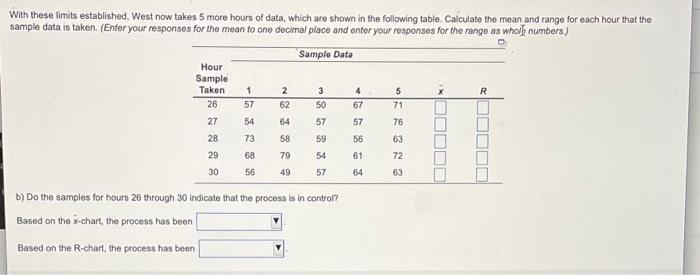 x X R Refer to Table 56.1 - Factors for Computing