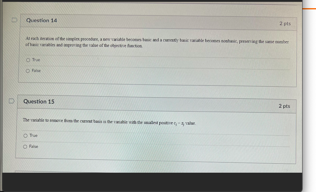 Question 14 2 pts At each iteration of the