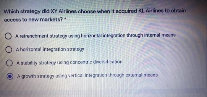 Which strategy did XY Airlines choose when it