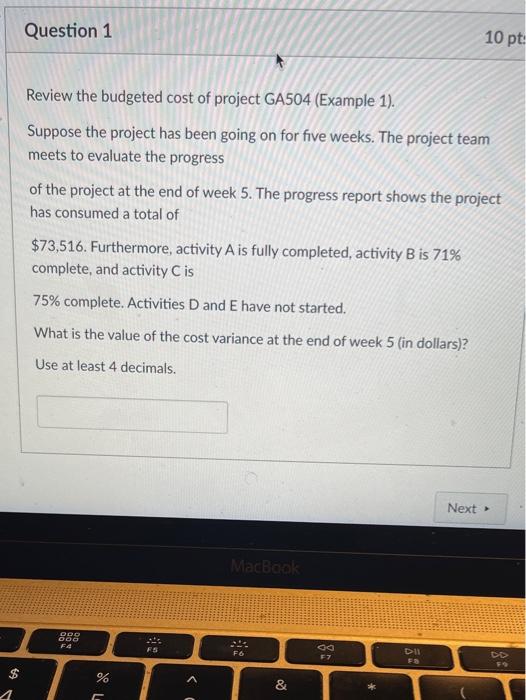 Review the budgeted cost of project GA504