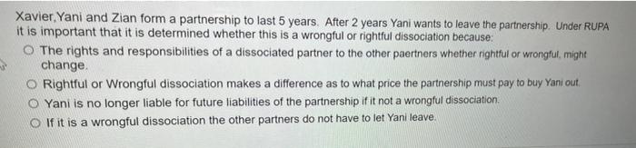 Answer the following question Xavier. Yani and