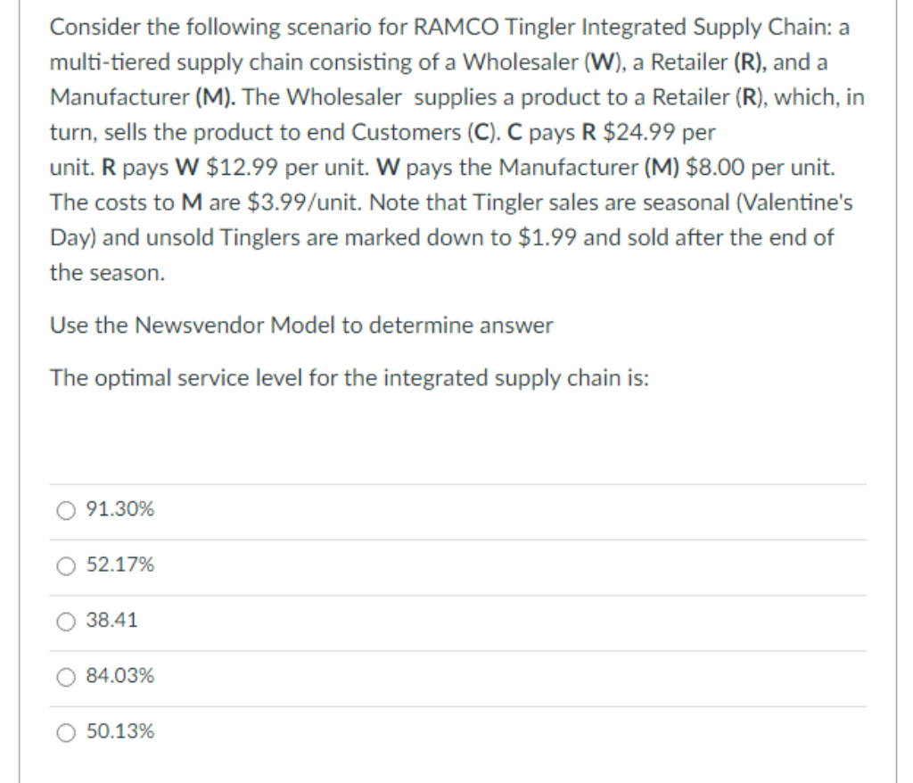 Consider the following scenario for RAMCO Tingler