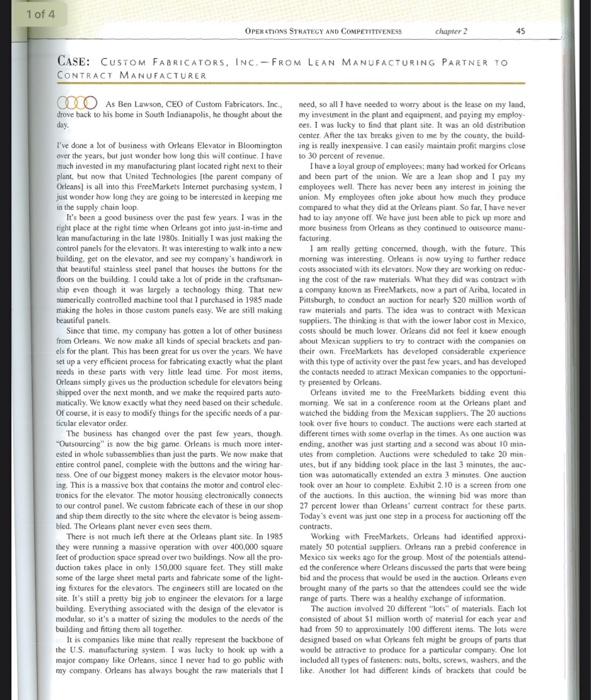 answer question 4-6 1 of 4 OPERATIONS STRATEGY