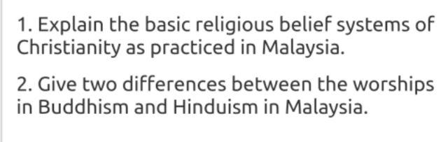 1. Explain the basic religious belief systems of