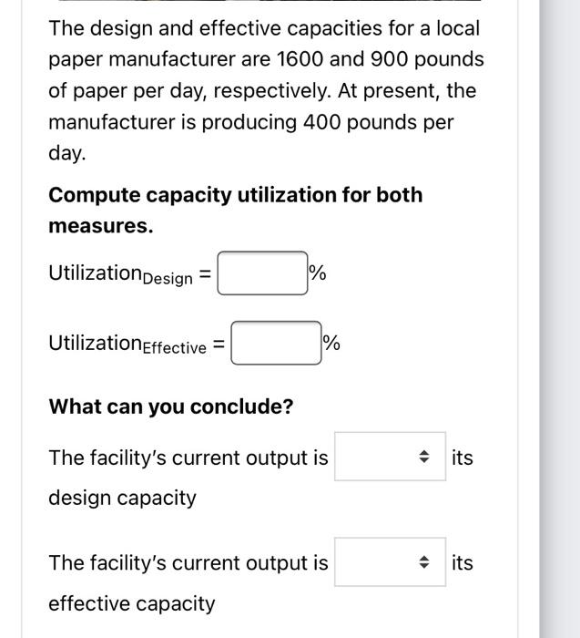 The design and effective capacities for a local