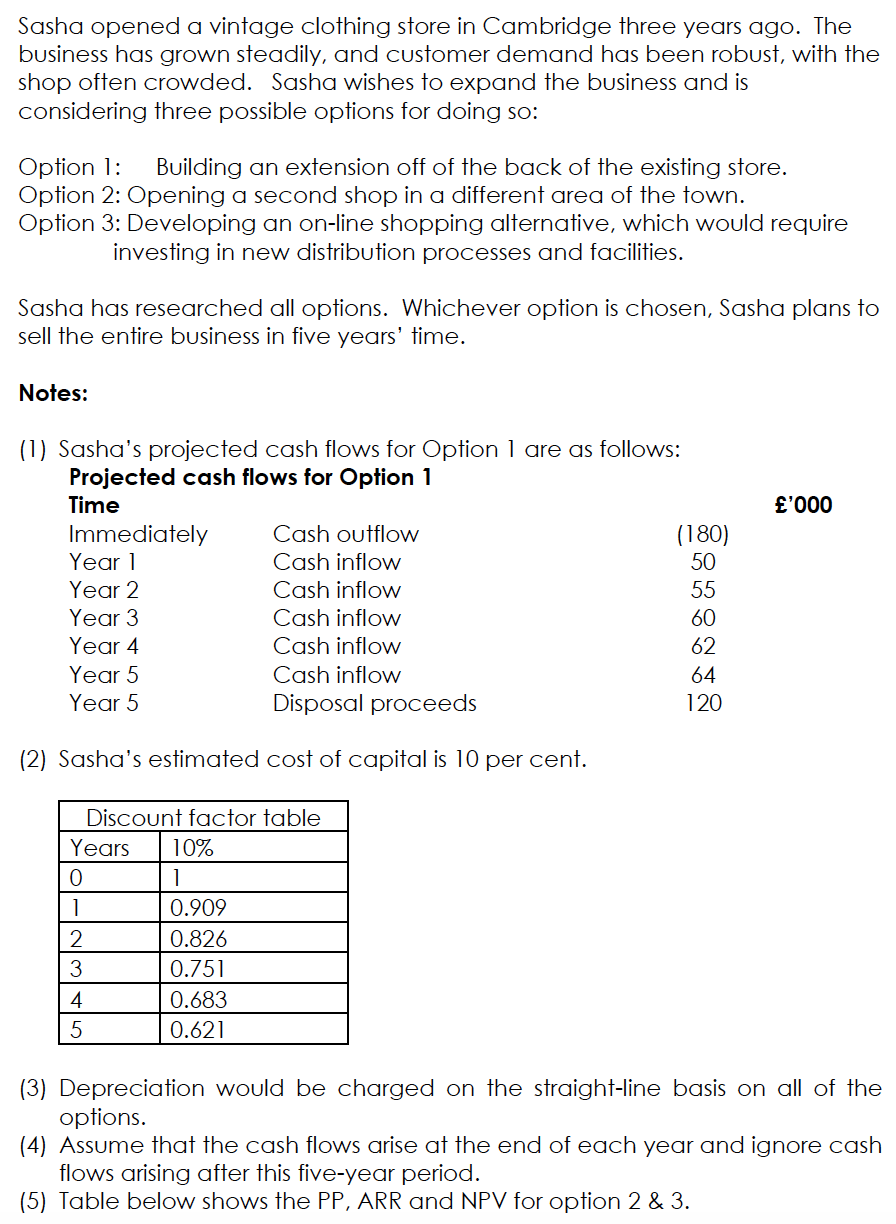 Sasha opened a vintage clothing store in