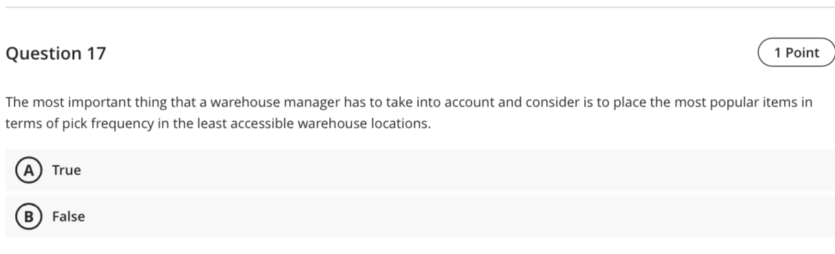 Question 17 1 Point The most important thing that