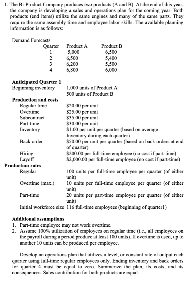 1. The Bi-Product Company produces two products
