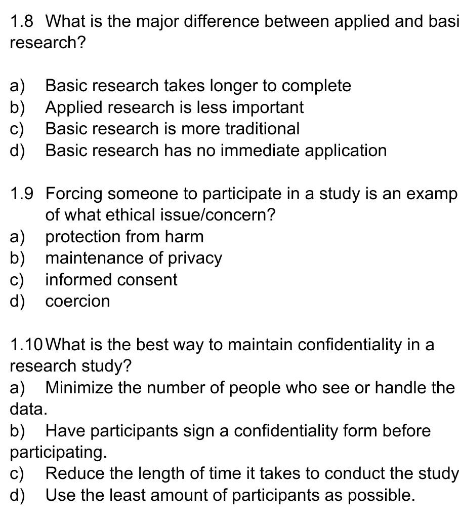 1.8 What is the major difference between applied