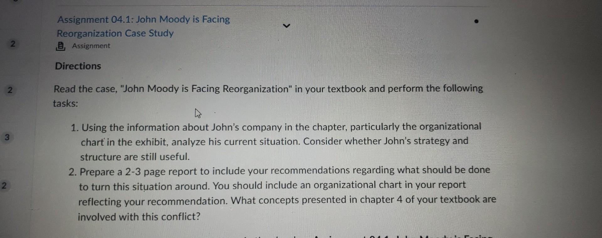 Reorganization Case Study Assignment Directions