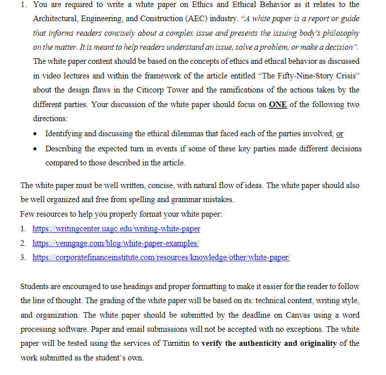 1. You are required to write a white paper on