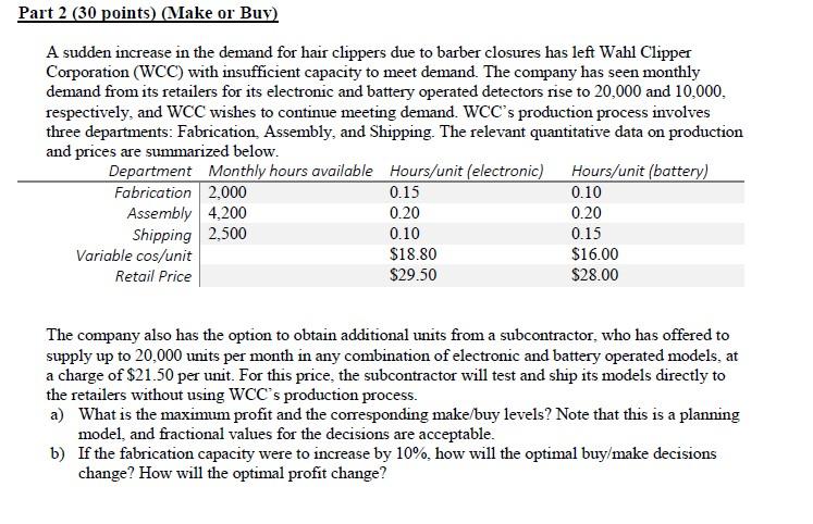 PLS SHOW EXCEL FORMULA Part 2 (30 points) (Make