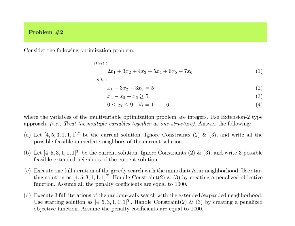 Consider the following optimization problem: min
