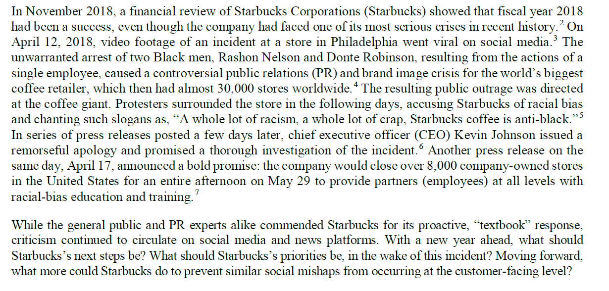 1. How did Starbucks respond to the incident