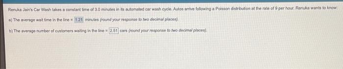 2.51 is wrong Renuka Jain's Car Wash takes a
