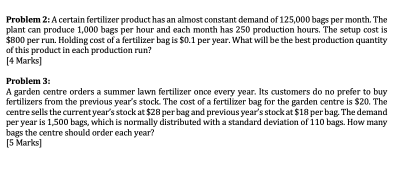 Problem 2: A certain fertilizer product has an