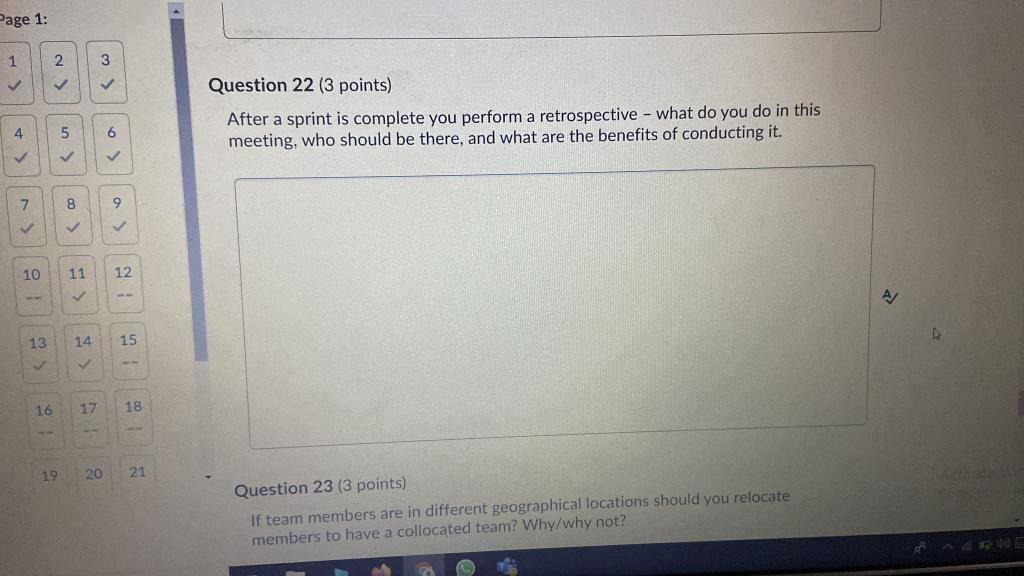 Page 1: 1 2 3 Question 22 (3 points) 4 5 6 After