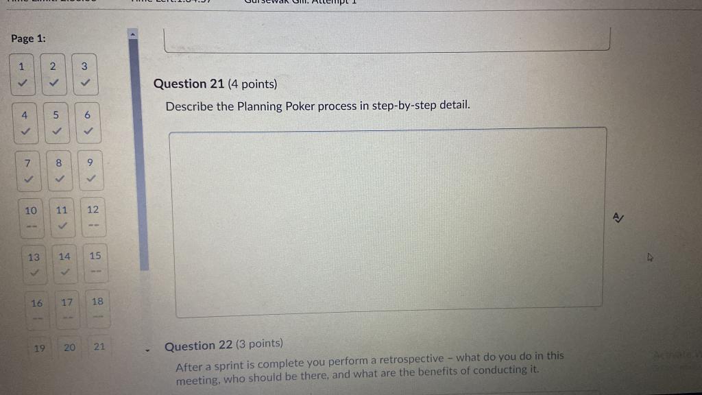Page 1: 1 2 3 Question 22 (3 points) 4 5 6 After